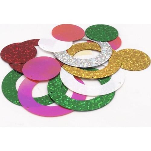 50mm 20Pcs Hollow Double Ring Combination Sequins PVC Paillettes DIY Hang Shade Sewing Wedding Clothing Lentejuelas Accessories