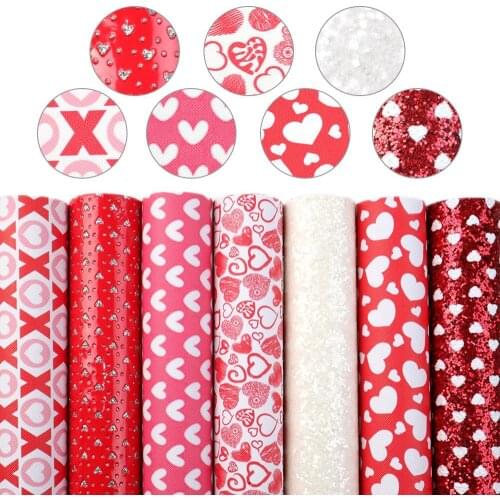 David accessories 20*33cm Valentines Day Printed Faux Leather Fabric For Bow-knot bags Phone Cover Scrapbook DIY,1Yc13361