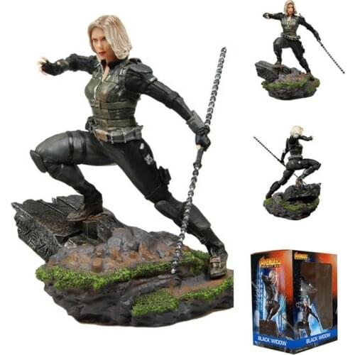 Anime War Statue Infinity Super Hero Black Widow 1/10 Scale Painted PVC Action Figure Toy Doll Brinquedos Model Gift 18cm