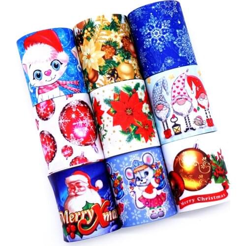 Free shipping 50 yard per size christmas ribbon printed grosgrain ribbon 32590