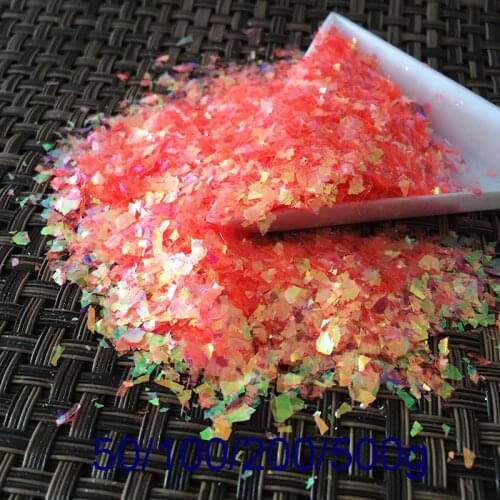 Wholesale Cameo Crushed Sea Shining Ice Mylar Shell Glitter Podwer Irregular Manicure Acrylic Nail Glitter Powder Orange red 11