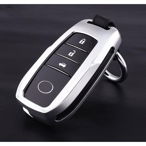 Car Aluminium Alloy lather Key Cover Case For Toyota Highlander XU50 Camry Corolla RAV4 XA40 Alphard Crown