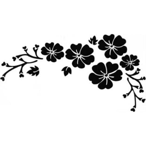 Black/Sliver Car Styling Lovely Flowers Decorative Car Sticker Front Bumper Cover Decals Bumper Sticker C634
