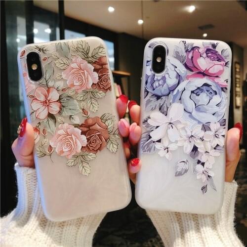 3D Relief Rose Peony Flower Covers For Samsung Galaxy A70 A60 A40 A30 A50 A20e A10 A9 A7 A6 A8 Note 8 9 S7 S8 S10 Plus S10e Case