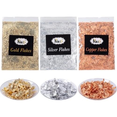 3 bags Decorative Gold Leaf Gold Flakes 3g Gold Silver Food Decoration DIY Nail Art Painting Materials Foil Paper Party Supplies