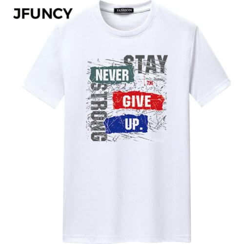 JFUNCY Letter Print Harajuku Men T Shirt Oversized Male Tee Tops 2021 Summer Man Tshirt Casual Loose Short Sleeve Clothes