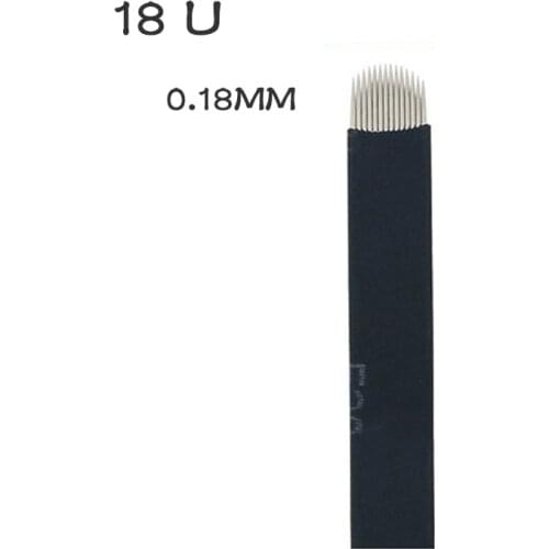 QMY Brand Most Fine 0.18mm Microblade 18 Pin U sharp Microblading Needle Permanent Makeup Baldes in Lot No.&Expiry Date