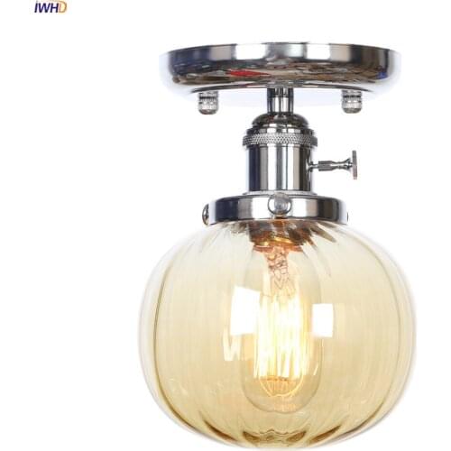 IWHD Nordic Style Amber Glass Ball Ceiling Lamps Living Room Aisle Kitchen Plafon Plafonnier LED Ceiling Lighting Lampara Techo
