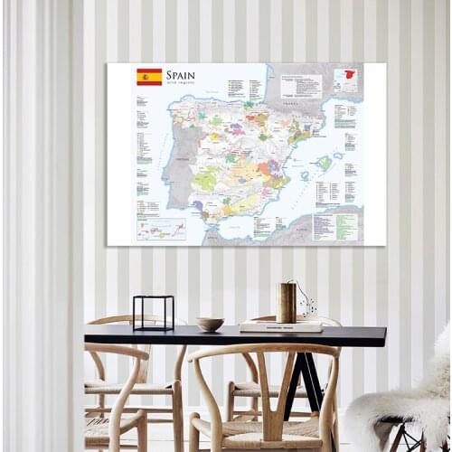 The Spain Map Wine Distribution Map with Details Canvas Painting Wall Art Poster Living Room Home Decor Children School Supplies