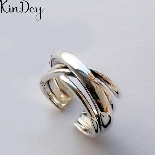 Korean Trendy Silver Color Irregular Chains Rings For Women Lady Men Antique Rings Open Finger Jewelry