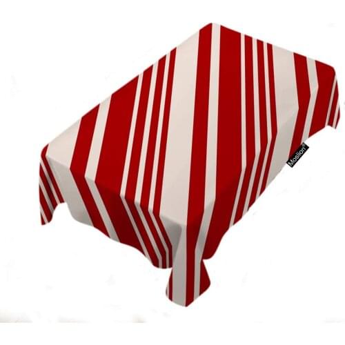 Red and Cream Stripes Tablecloth Christmas Traditional Pattern Candy Cane Colors