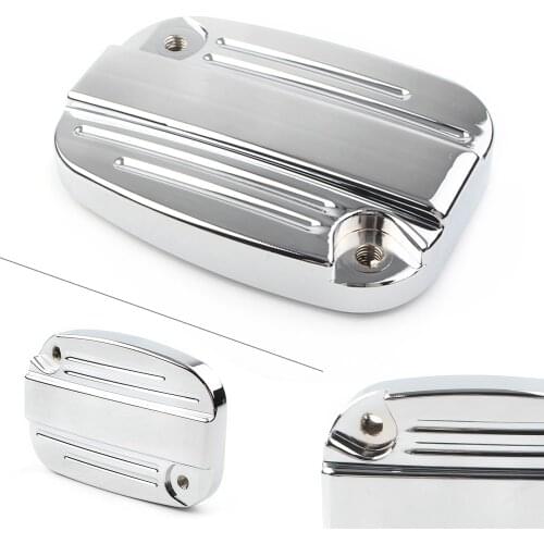Chrome Aluminum Motorcycle Right Brake Master Cylinder Cover Cap Left Side for 2007-2012 Harley Touring Street Road Glide V-Rod
