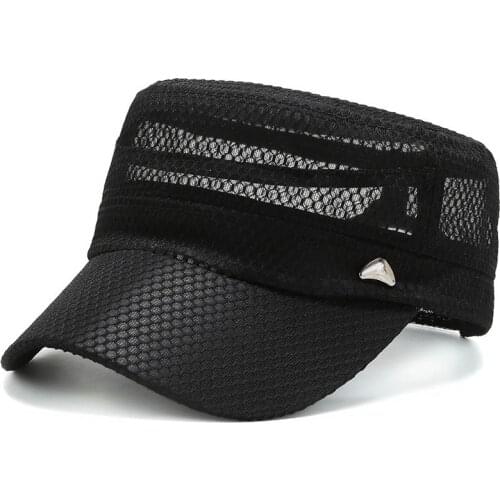Summer Quick Dry Hat Breathable Mesh Sun Hat Adjustable Flat Top Newsboy Hat Cadet Army Cap Military Style Hat Casual Cap