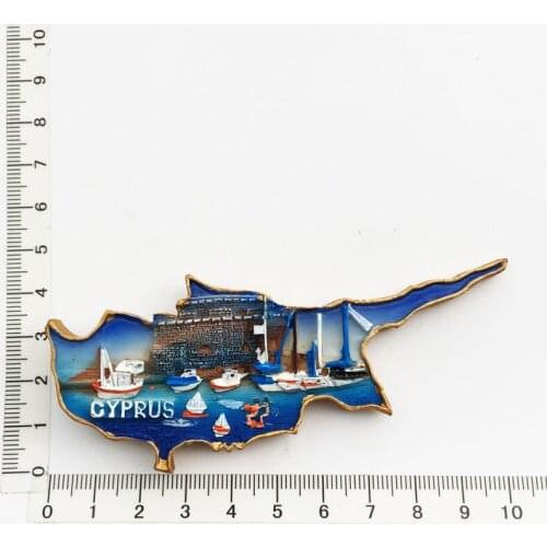 Cyprus)Fridge Magnet,Creative Travel Commemorate Crafts 3D Ornaments Magnetism Resin Material Refrigerator Stickers