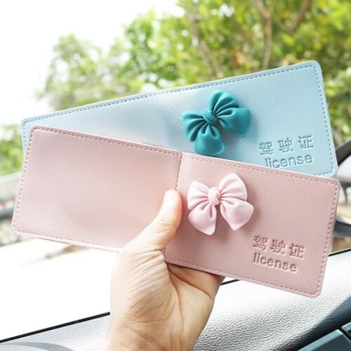 Fashion Cute Bows Driver License Cover Pu Leather on Cover for Car Driving Documents Business ID Credit Card Holder Wallet Case