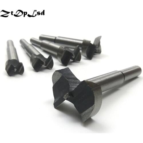 ZtDpLsd 5Pcs/lot Wood Forstner Cemented Carbide Drill Bit Set Hole Saw Cutter Flat Wood Woodworking Tools with Round Shank