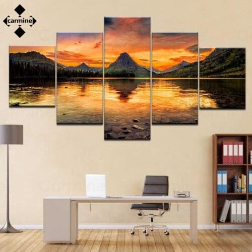 Wall Art Printing Painting Nightfall Canvas Poster Modern Lake Landscape Poster and Print for Home Interior Decoration Home Room