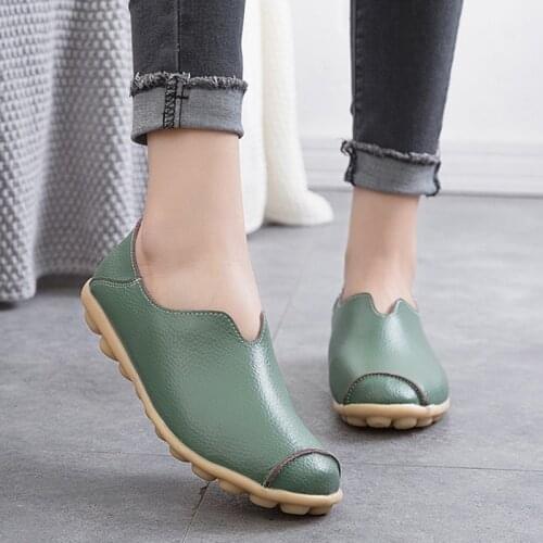 New Genuine Leather Casual Shoes Solid Color Women Platform Shoes Outdoor Comfy Mother Footwear Party Anti-Slip Fashion Soulier