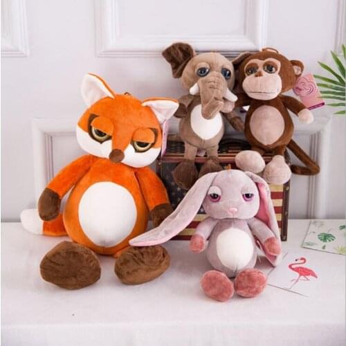 New Cute 35cm/50cm 3D Big Eyes Elephant Monkey Fox Plush Toys Kids Baby Cartoon Animal Rabbit stuffed Calm Dolls Creative Gift