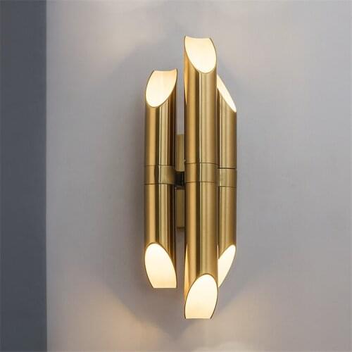 Postmodern Luxury Golden Living Room Wall Lamps Nordic Metal Decoration Lights Bedroom Aisle Hotel Corridor Study LED Wall Light