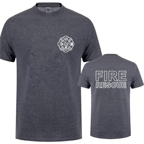 Fire Rescue Firefighter T Shirt Men Fireman T-shirts Short Sleeve Mans Cool Tops QR-045