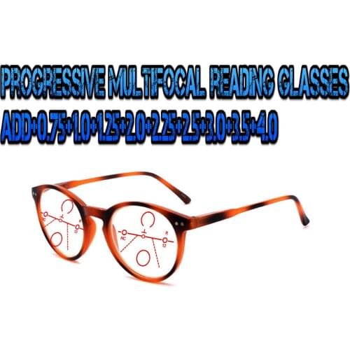 Progressive Multifocal Anti Blu Light Reading Glasses Round Frame Men Women High Quality +1.0 +1.5 +1.75 +2.0 +2.5 +3 +3.5 +4