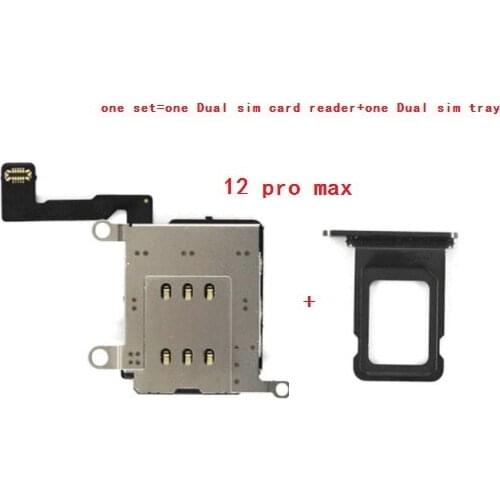 10set Dual Sim Card Reader connector Flex Cable For iPhone 12 Pro Max Sim Card Tray Slot Holder Adapter Replacement Parts