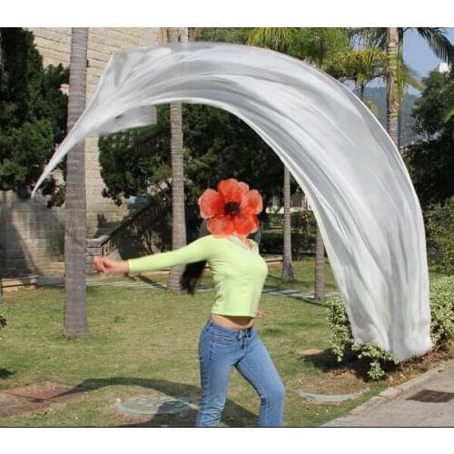 1Pcs Silk Veil+1 Pcs Poi Chain Ball Women Belly Dance Silk Veil Poi Streamer Stage Prpos