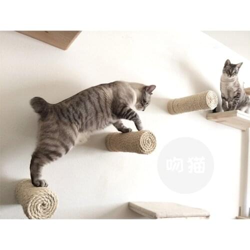 Sisal Cat Litter Wall Hanging Cat Climbing Frame Solid Wood Scratching Post Hemp Rope Cat Toy