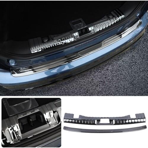 Car Styling 2PCS Stainless Steel Inner + Outer Rear Bumper Protector Guard Plate Trim For Ford Escape Kuga 2020 2021