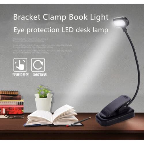Adjustable Flexible Night Reading Desk Lamp LED Book Light with Goosenecks Clip 5 LEDs AAA Battery Powered Bedroom Night Light