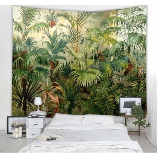Tropical plant animal art tapestry wall hanging bohemian style psychedelic art cartoon home background wall decoration 8 sizes