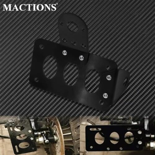 Universal Motorcycle Side Mounted Tail Light Frame License Plate Bracket Holder Black Aluminum For Harley XL Dyna Bobber Chopper