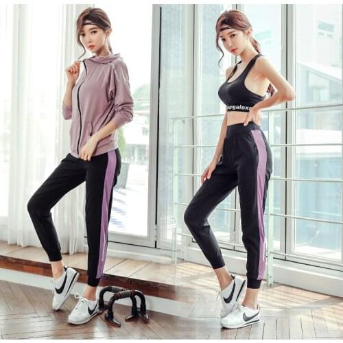 Women Sport Suit Loose Zip Up Jacket Pant Sport bra Running Fitness Jogger Gym Athletic Csaual Clothes Sportswear Tracksuit