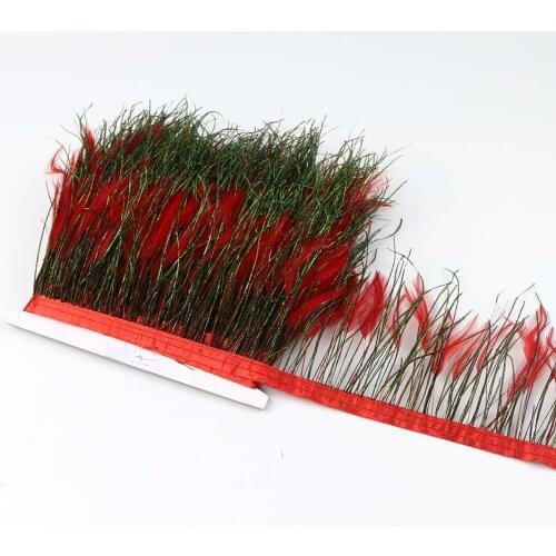 1meter/bag Natural Peacock Feathers Trim Fringe Red 10-15cm Rooster Plum for Clothing Dress Sewing Accessories Decoration Crafts