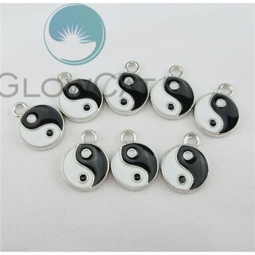 10pcs White Black Enamel Yinyang Taichi Charms Alloy Silver Color Pendant Fit Necklaces Bracelets DIY Jewelry Accessories