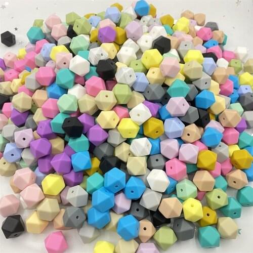 10pcs 14mm Hexagon Silicone Beads Polygon Baby Teething Beads Food Grade Baby Silicone Dentition For Necklace Making DIY toys