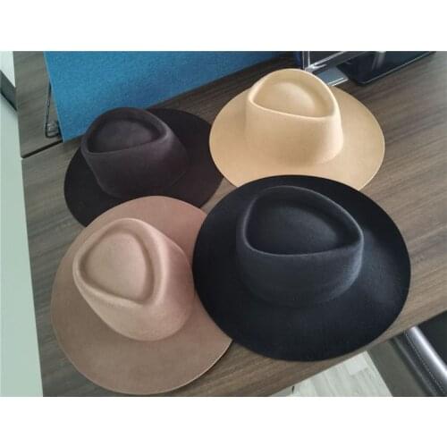 202107-HH2046 autumn winter wool solid classic lady fedoras cap men women leisure panama jazz hat