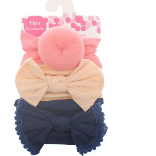 3pcs/Set New Solid Nylon Headband Bow Headbands For Cute Kids Girls Hair Girls Turban Hairband Children Soft Cotton Headband