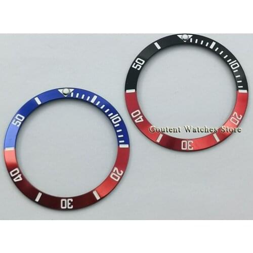 38mm Goutent Black Blue/Red Bezel Insert For 40mm Mens Automatic Watches Titanium bezel Ring Watch Spare Parts