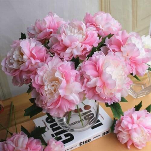 7pcs / lot artificial peony branch silk flower family wedding decoration background fake flower Diy floral flower wedding wall