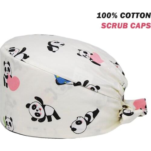 Anime Surgicals Cap 100% Cotton Dentist Pet Beauty Pharmacy Lab Working Accessories Nursing Caps Women Anime Scrub Hats Unisex