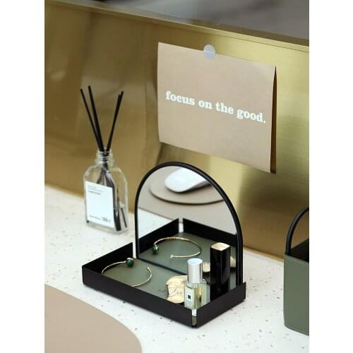 White Black Home Table Storage Holders & Racks with Mirror Makeup Lipsticks Keys Room Organizer Shlef for Porch Decor