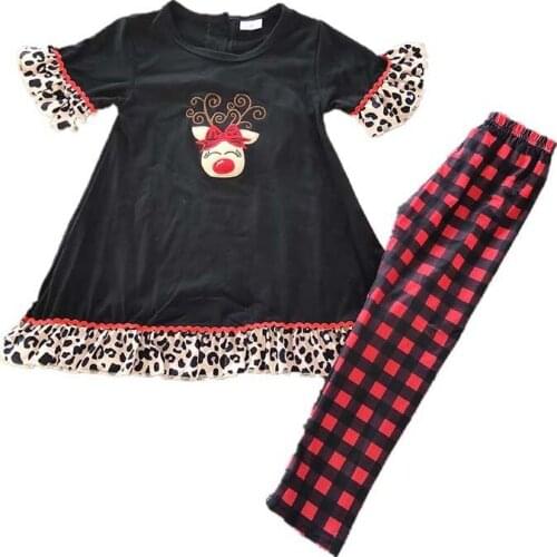 Kids children girls lovely sleeves top matches full printed pant clothes clothing