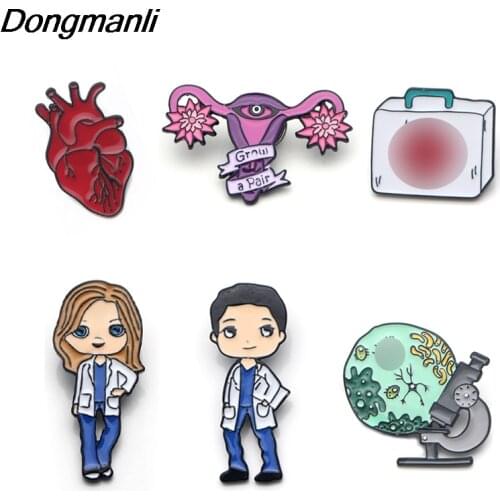 DZ336 Medical Doctor Nurse Accessories Heart Uterus Enamel Pin Women Badge Backpack Collar Lapel Pin Fashion Jewelry Gifts