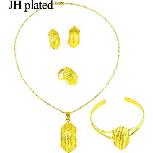 JHplated Jewelry Sets For Women Fashion African Jewelry Set Nigerian Wedding Gold Color Dubai Jewelry Sets
