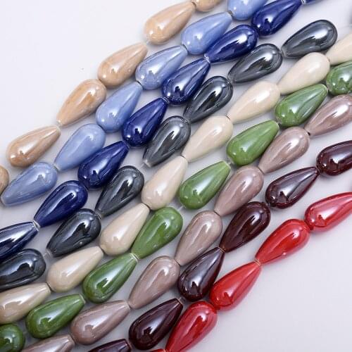 20mm Ceramics Beads Solid Water Drop Loose Spacer Beads for Jewelry Making DIY Bracelet Necklace Earrings Accessories Wholesale