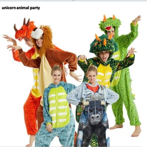 Kigurumi Onesies Green Triceratops 3d cat 3d cattle Cosplay halloween Christmas Party Pajamas Pyjamas costumes carnival costume