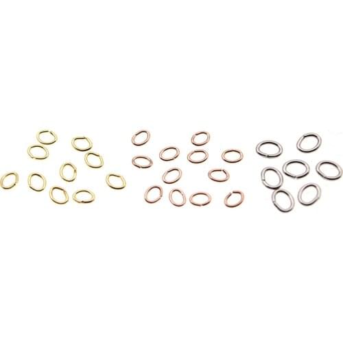 100pcs/lot Rose Gold Silver Color Stainless Steel Oval Jump Rings Split Rings for Jewelry Making DIY Necklace Crafts Accessories
