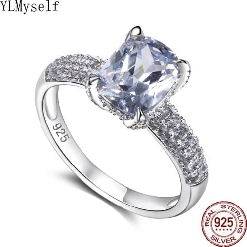 100% Real Silver Ring Pave Big Oval Cubic Zircon Wedding Engagement Jewelry 925 Fine Jewellery For Women